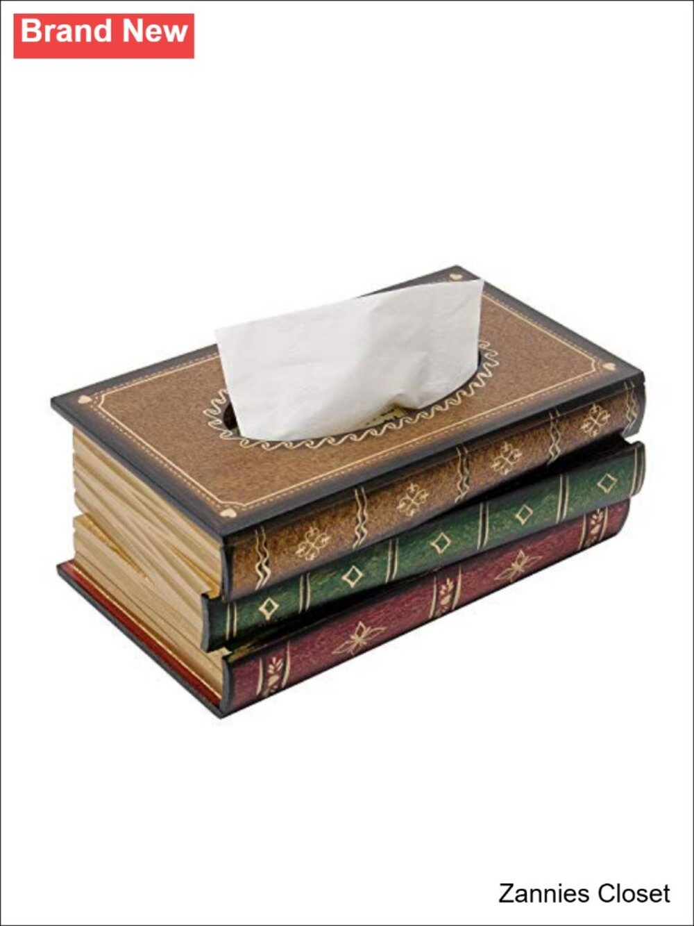 ✨Retro Wooden Antique Book Tissue Box Cover Rectangular Home Library Decor